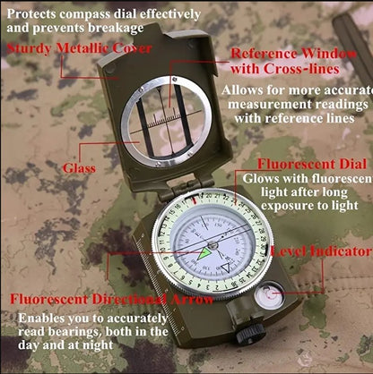 Prismatic Metallic quality compass with sighting Compass Hugginsattic    [Huggins attic]