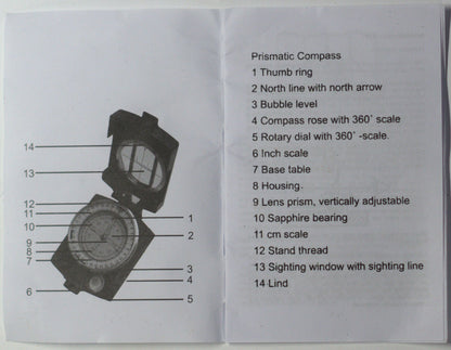 Prismatic Metallic quality compass with sighting Compass Hugginsattic    [Huggins attic]