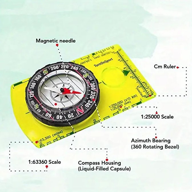 Professional Field Compass for Map Reading: Orienteering Bushcraft Hiking Backpacking Camping Compass Hugginsattic    [Huggins attic]