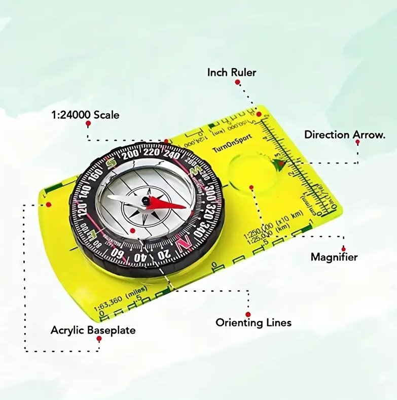 Professional Field Compass for Map Reading: Orienteering Bushcraft Hiking Backpacking Camping Compass Hugginsattic    [Huggins attic]