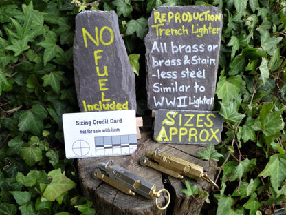 Reproduction Brass WW1 Trench Lighters 2 finishes Trench Lighter Huggins Attic    [Huggins attic]