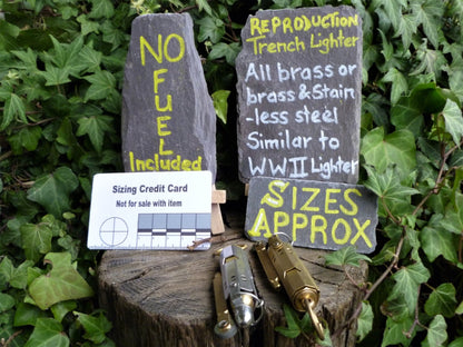 Reproduction Brass WW1 Trench Lighters 2 finishes Trench Lighter Huggins Attic    [Huggins attic]