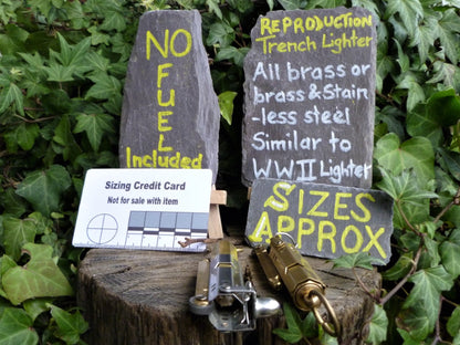 Reproduction Brass WW1 Trench Lighters 2 finishes Trench Lighter Huggins Attic    [Huggins attic]