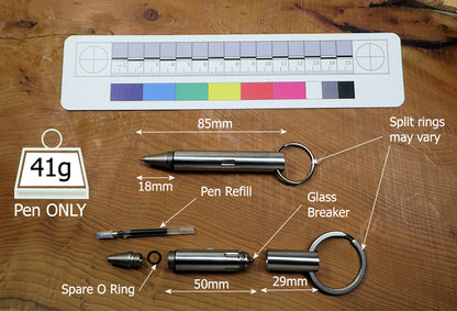 Steel Pen and Glass Breaker Keyring (EDC) Pen Huggins Attic    [Huggins attic]