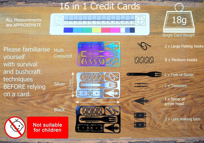 Survival Hunting & Fishing Card - metal Tool Card Huggins Attic    [Huggins attic]