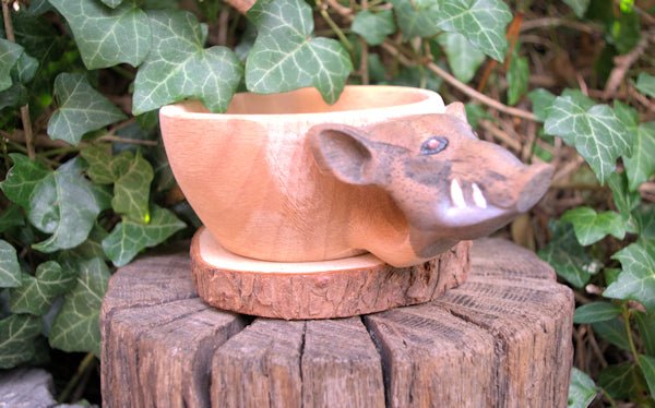 Wooden kuksa mugs with carved animal handles Kuksa Hugginsattic    [Huggins attic]