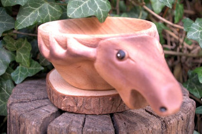 Wooden kuksa mugs with carved animal handles Kuksa Hugginsattic Moose   [Huggins attic]