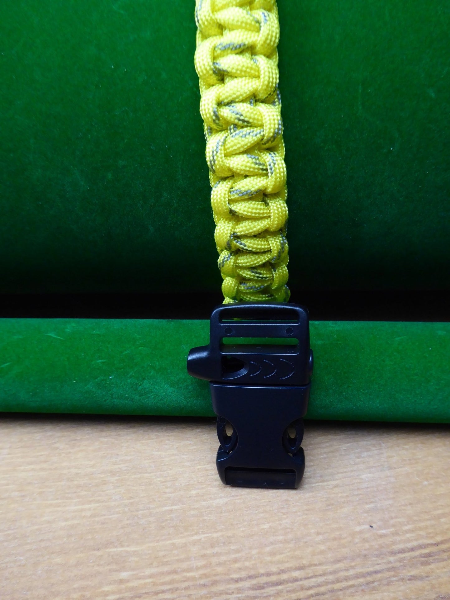 Yellow with dashed black Paracord Bracelet kit Paracord Huggins Attic Black Plastic whistle   [Huggins attic]