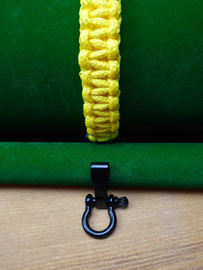 Yellow with dashed black Paracord Bracelet kit Paracord Huggins Attic Black Metal Buckle   [Huggins attic]