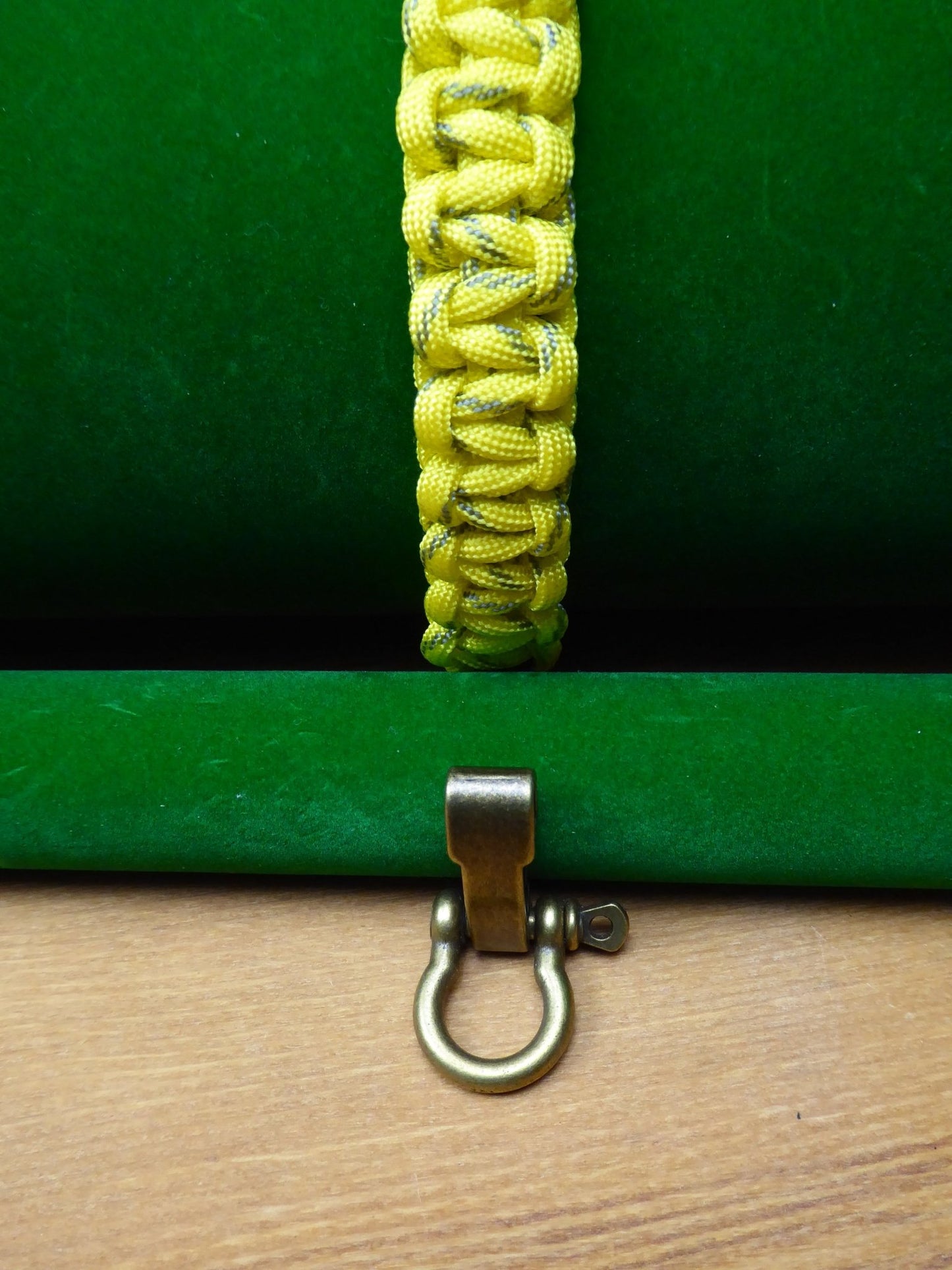 Yellow with dashed black Paracord Bracelet kit Paracord Huggins Attic Antique Brass Buckle   [Huggins attic]